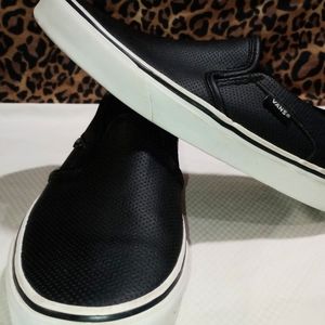 VANS Black Perforated Leather Slip-On
